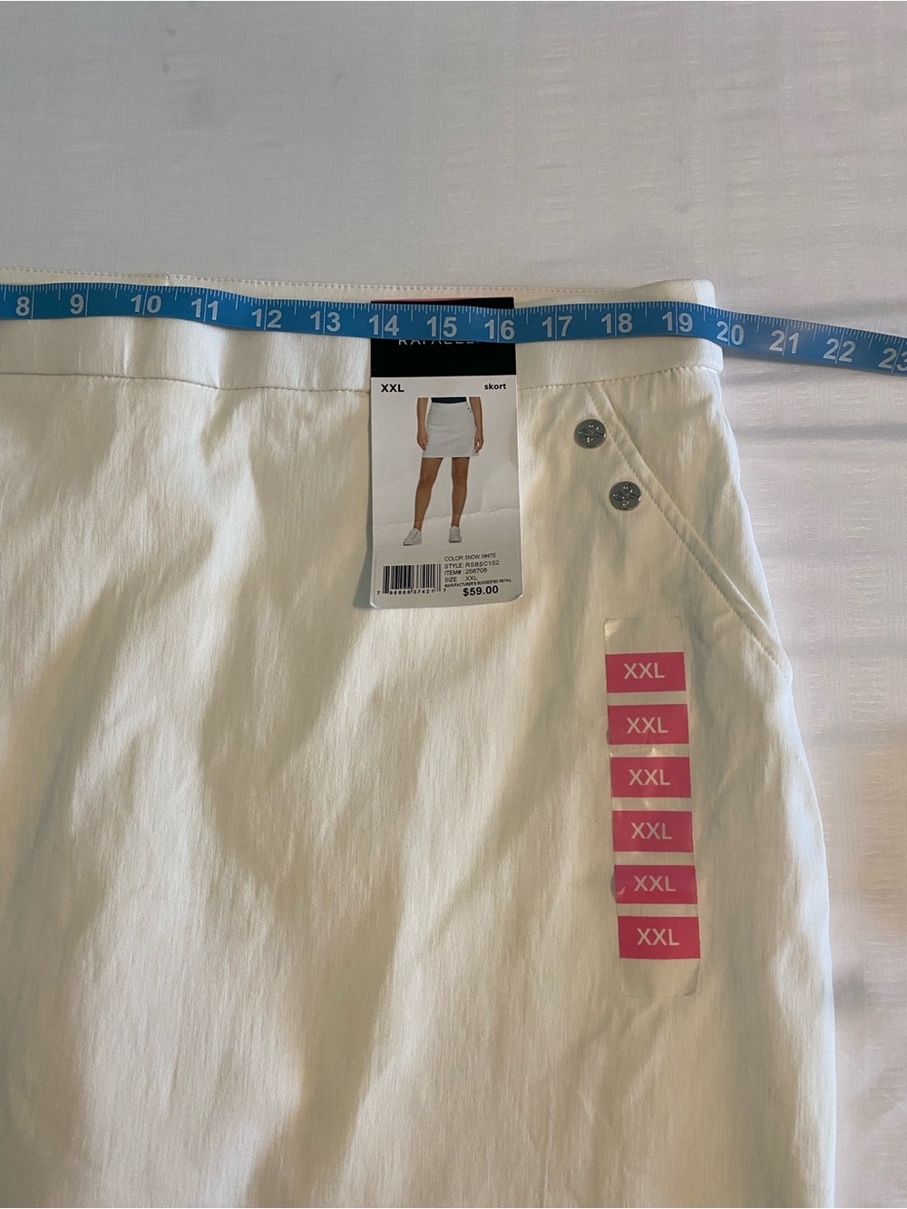 Rafaella Snow White Cotton Skort with Button Accents - Picture 10 of 11